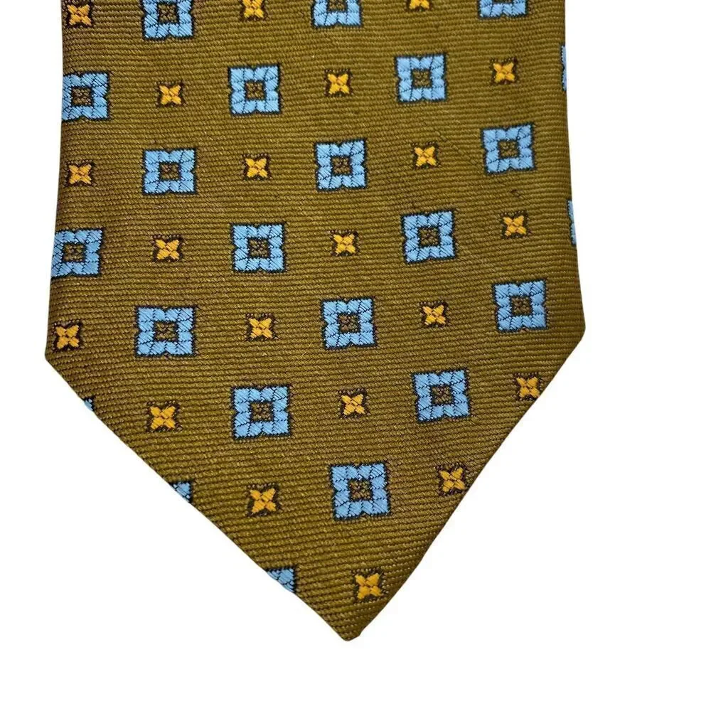 Vtg Clover Cravat Co Tie Necktie Polyester Green Squares Cassic Office NEW